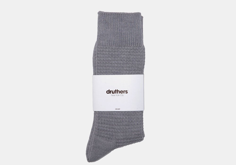Druthers Heather Grey Merino Wool Waffle Sock Socks- Ledbury