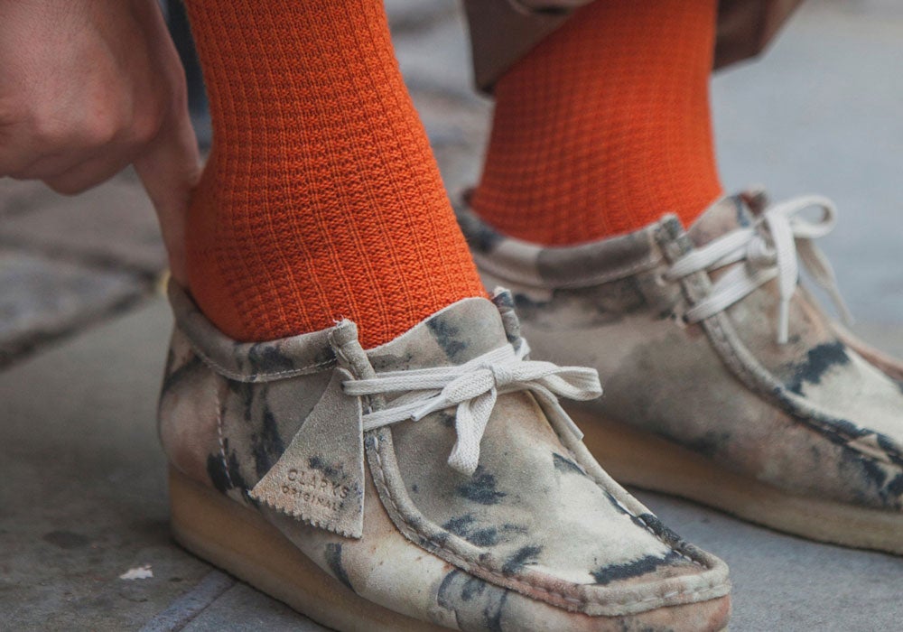 Druthers Orange Merino Wool Waffle Sock Socks- Ledbury