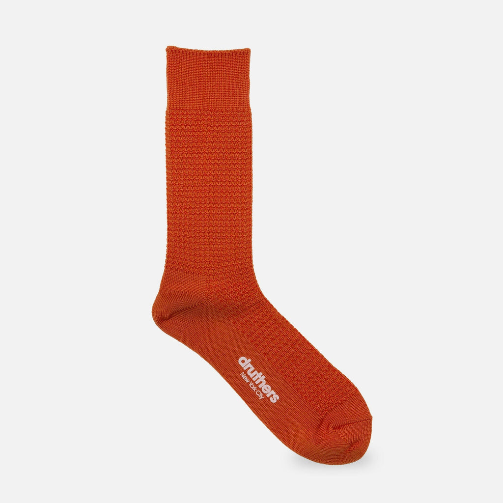 Druthers Orange Merino Wool Waffle Sock Socks- Ledbury