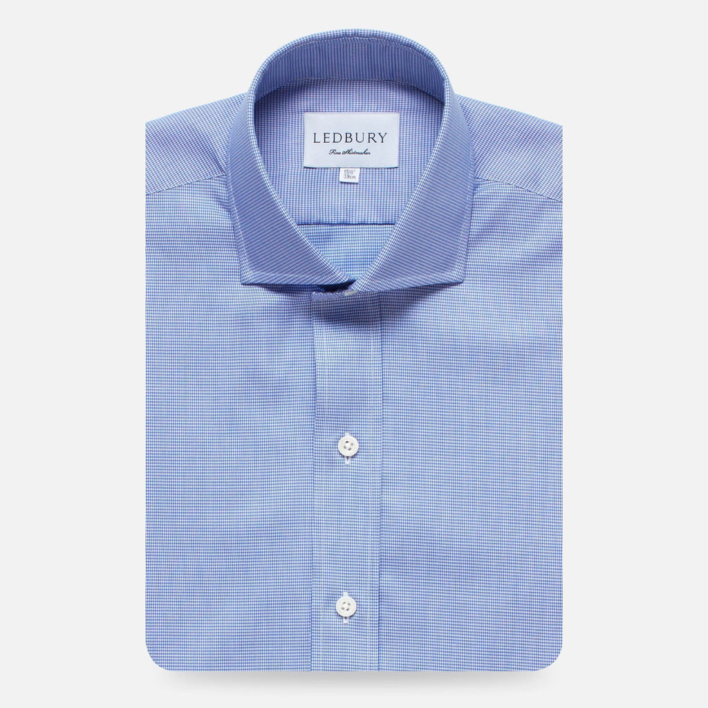 The Blue Easley Houndstooth Dress Shirt Dress Shirt- Ledbury