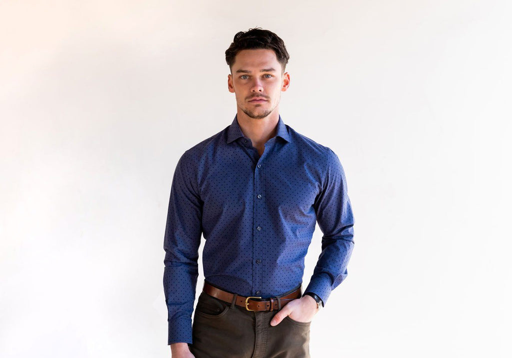 The Cadet Blue Lonsdale Printed Dot Casual Shirt Casual Shirt- Ledbury